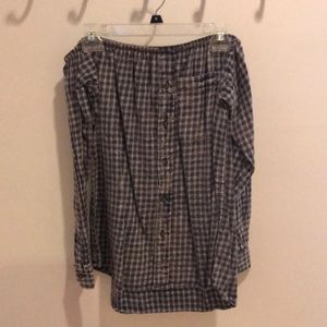 Urban Outfitters Off the Shoulder Flannel Shirt